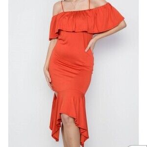 Love In Large Rust Cami flounce cut out dress